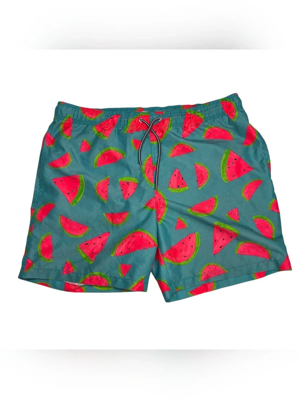 Arizona Jean Company Teal Swim Trunks with Pink Watermelon Print